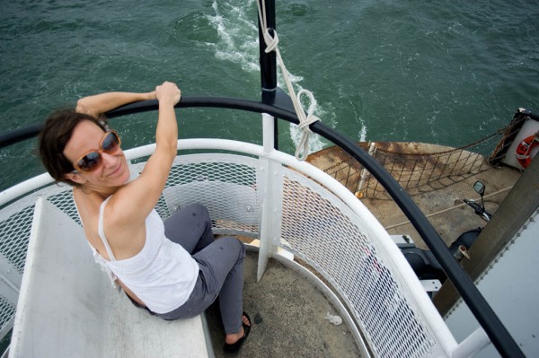 Seems that Kate enjoys boats no matter what kind they are.